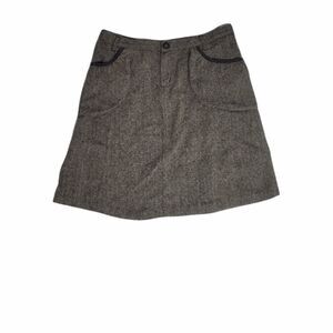 BERSHKA brown tweed skirt wool academia wrap‎ pocket 8